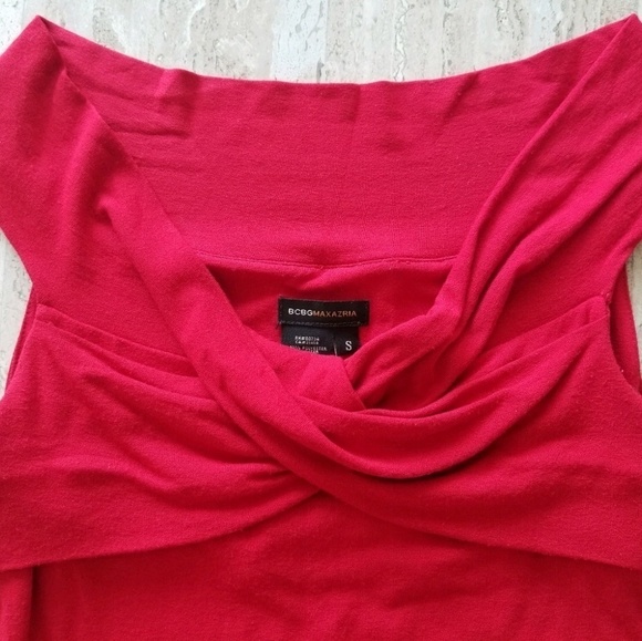 BCBGMAXAZRIA Off The Shoulder Red Blouse Top Small - Picture 4 of 5